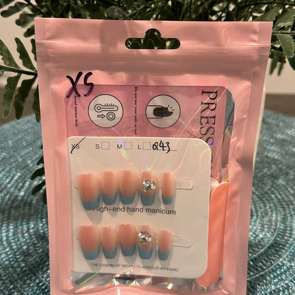 Pink and Blue Press-On Nails